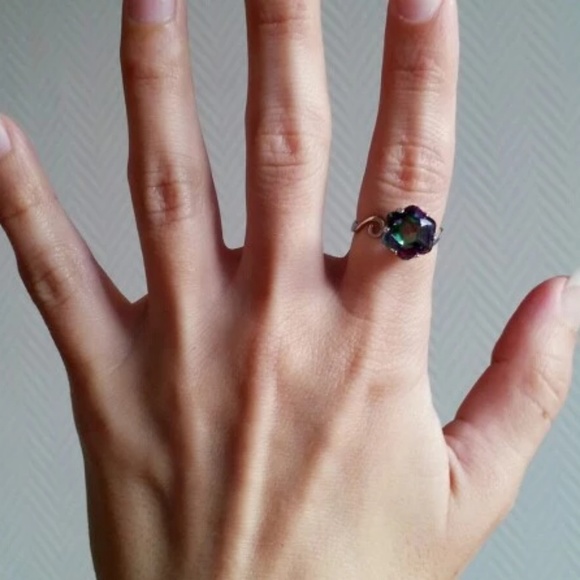 🔥LAST 1🔥NEW HEXAGON MYSTIC TOPAZ SS RING - Picture 3 of 8